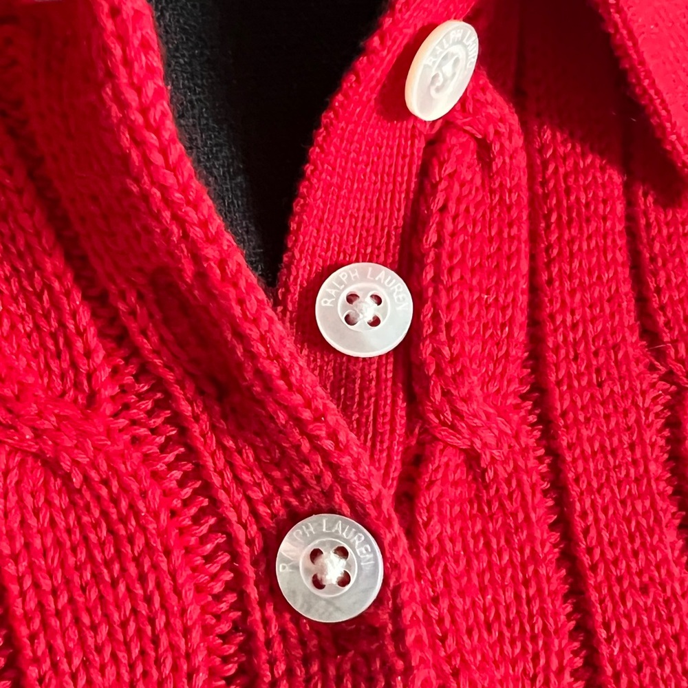 Ralph Lauren Women’s Red 100% Cotton Cable Knit Short Sleeve Sweater XL - Picture 9 of 14